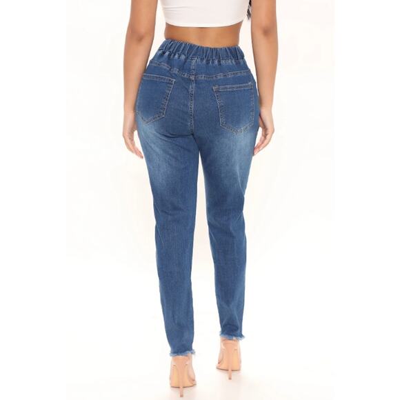 Drawstring Ripped Denim Jeans - California Vintage - Size 5 M - Picture 10 of 10